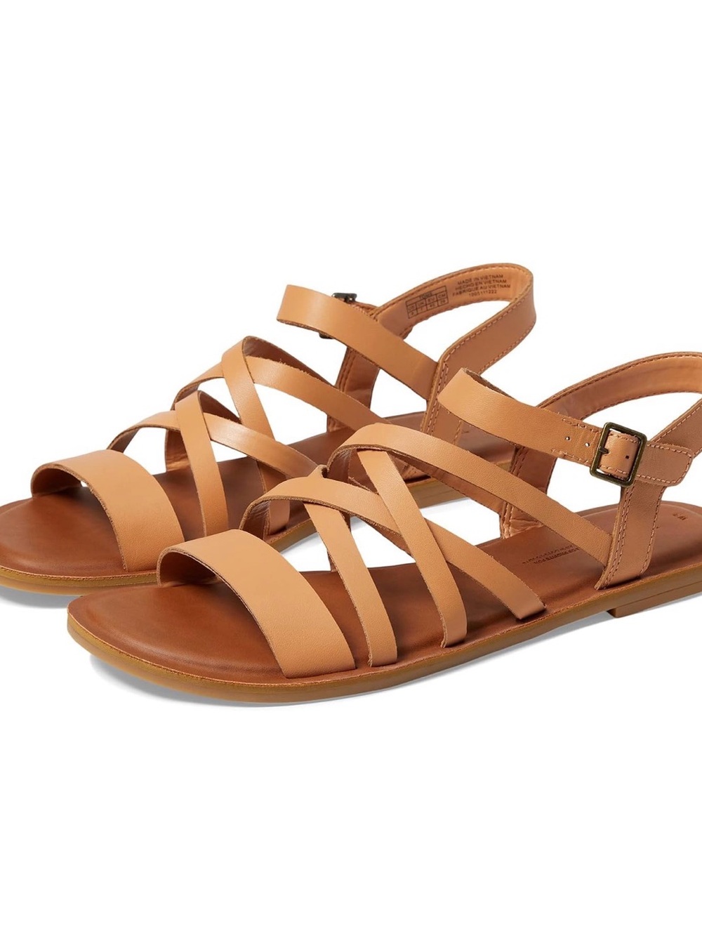 Toms Tan Leather Strappy Ankle Sandals